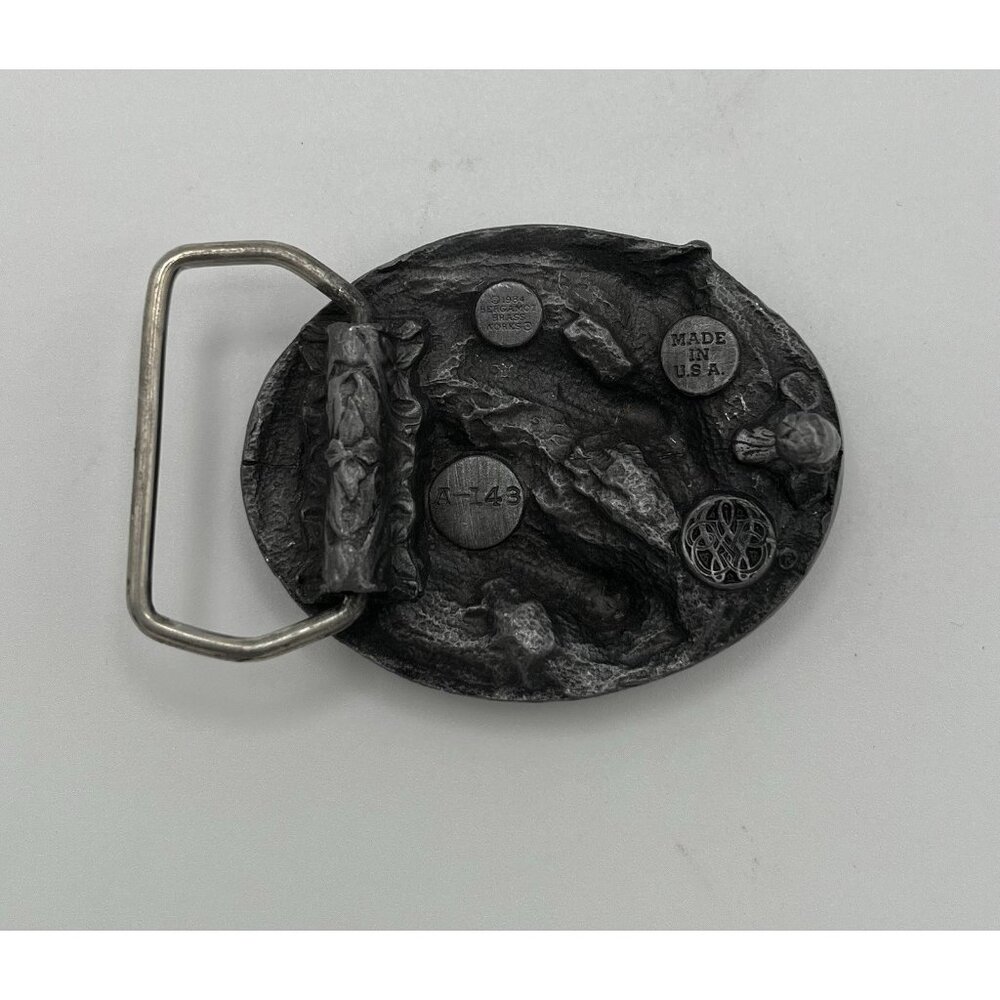Vintage 80s Brass Bergamot Wild Horses Small Belt Buckle Western A-143 USA Made - Picture 5 of 5
